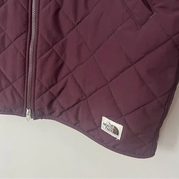 The North Face Womens Quilted Cuchillo Parka Large Coat Fleece Burgundy Maroon - Picture 11 of 16